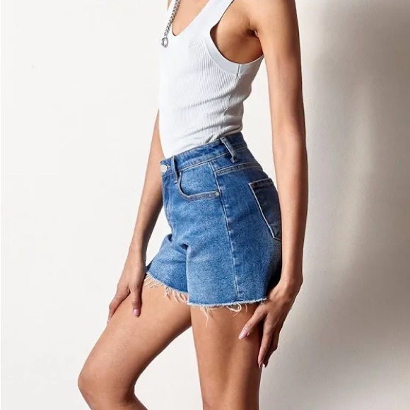 NEW Insane Gene High Rise Midi Shorts Denim Size XS - Picture 3 of 10